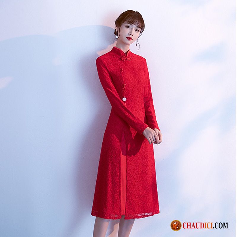 Acheter Robe De Soirée Pas Cher Rubine Robe Blanc Rétro Style Chinois Mince En Vente
