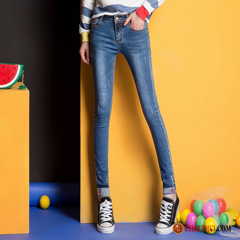 Jean Taille Très Haute Tomate Jeans Slim Pantalons Crayon Pantalon Ourlet