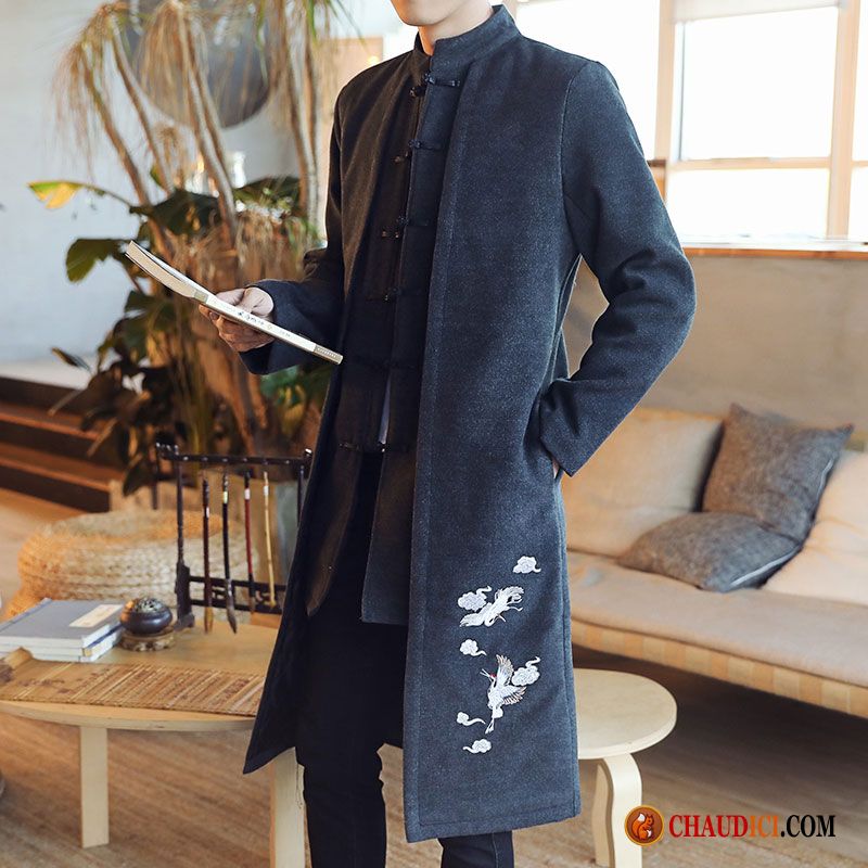Manteau Marque Homme L'automne Style Chinois Manteau Hiver Tissu De Laine