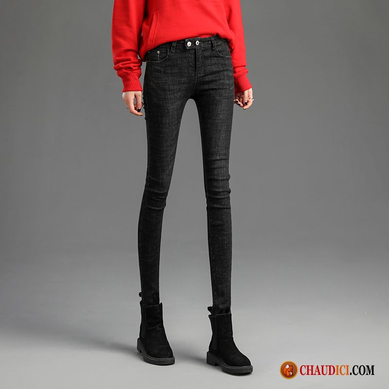 Pantacourt Jean Femme Taille Haute Printemps Noir Rouge Jeans Mince
