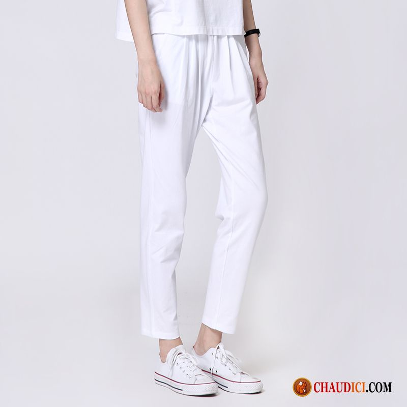Pantalon Blanc Femme Taille Élastiquée Baggy Collants Harlan Printemps Femme