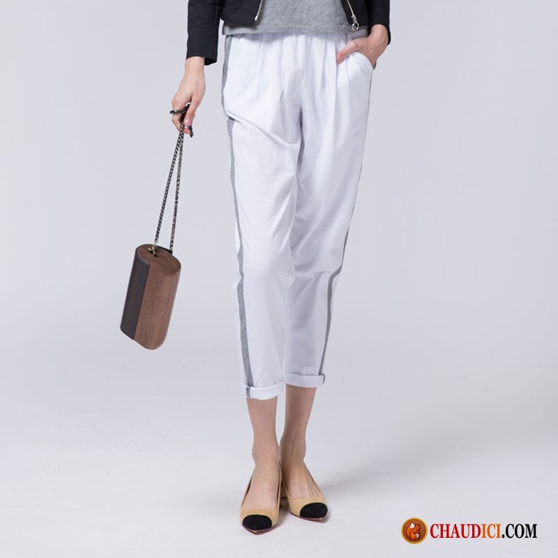 Pantalon Blanc Femme Taille Élastiquée Baggy Collants Harlan Printemps Femme