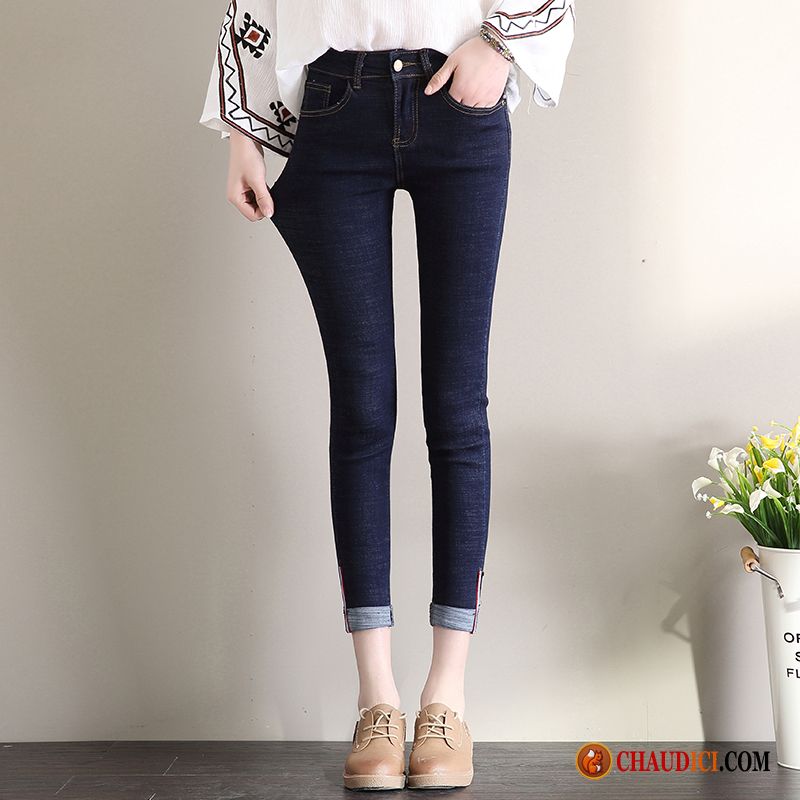 Pantalon Taille Haute Femme Lavande Étudiant Jeans Printemps Mince Slim