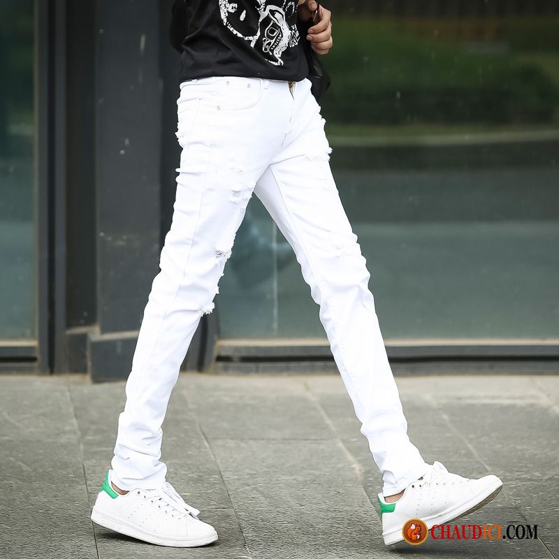Slim Gris Homme Jeans Ivoire Blanc De Travail Slim Extensible Tendance