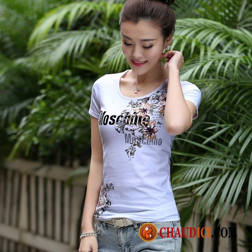 T Shirt Femme Fashion Kaki Impression Tendance Grande Taille T-shirt Demi Manche