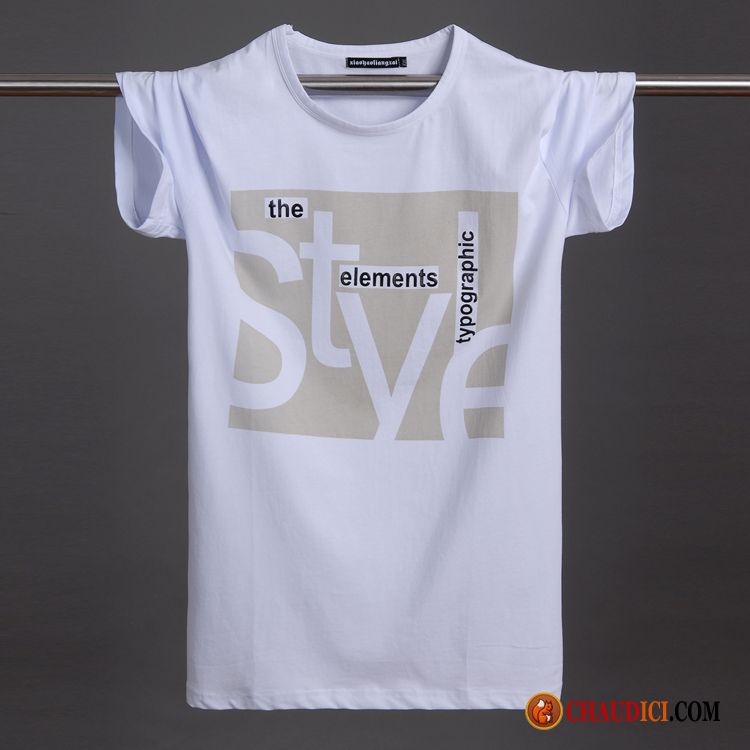 Tee Shirt Homme Grande Taille Courte T-shirt Col Rond Été Matelassé