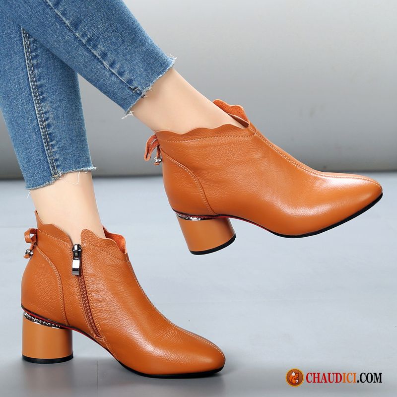 QUEEN HELENA - Bottines Femme à Talon 8cm, Fermeture éclair Latérale, Similicuir, Taille 41