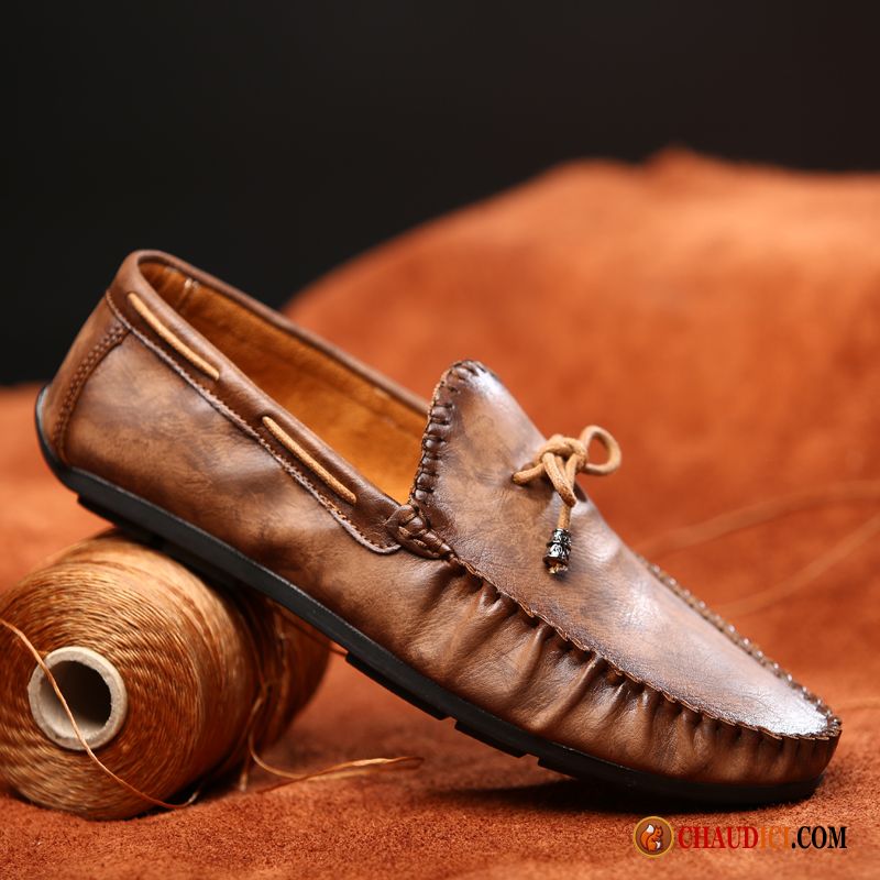 Mocassin Homme Cuir Souple Lilas Marron Chaussures De