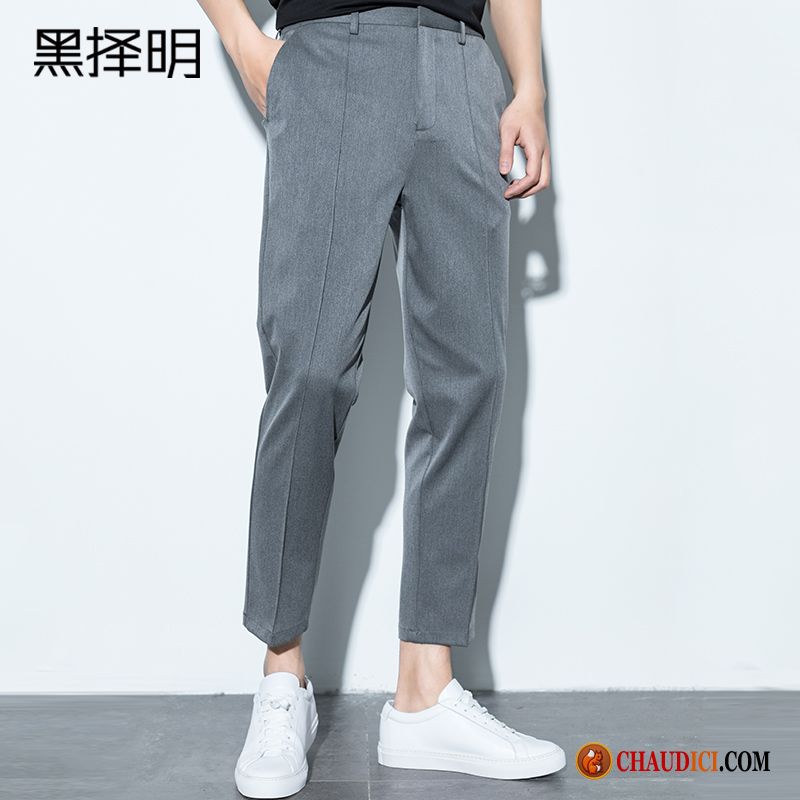 Pantalon En Lin Homme Grande Taille Printemps Simple Extensible Noir Collants