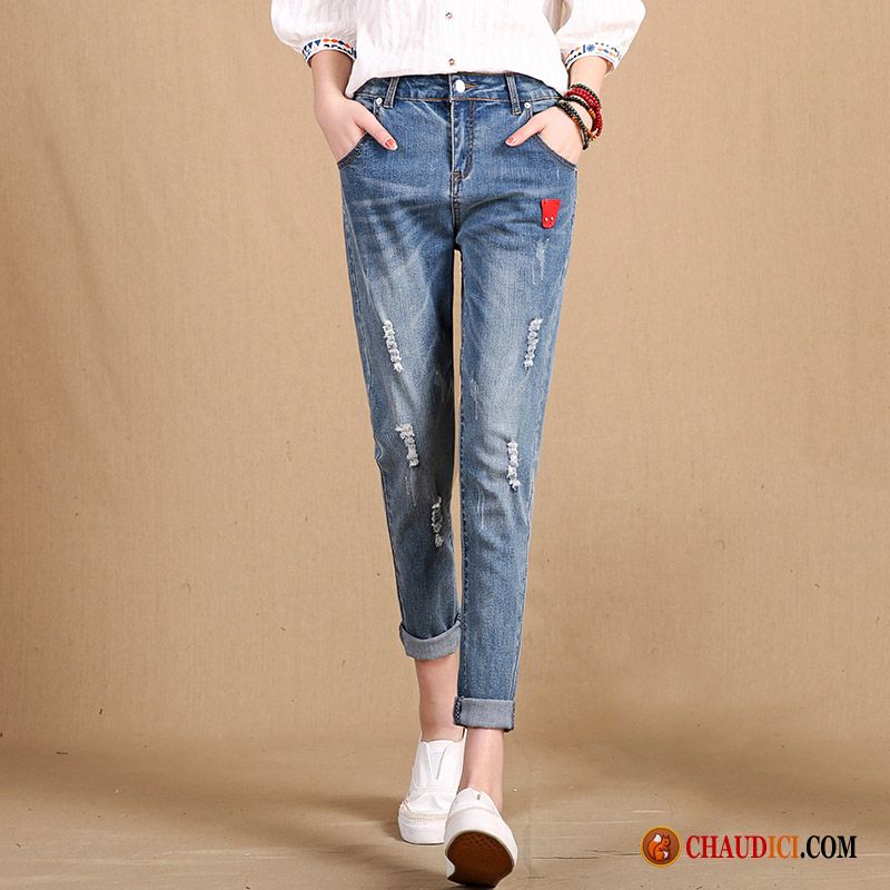 Slim Taille Haute Pas Cher Ourlet Harlan Printemps Jeans Mince