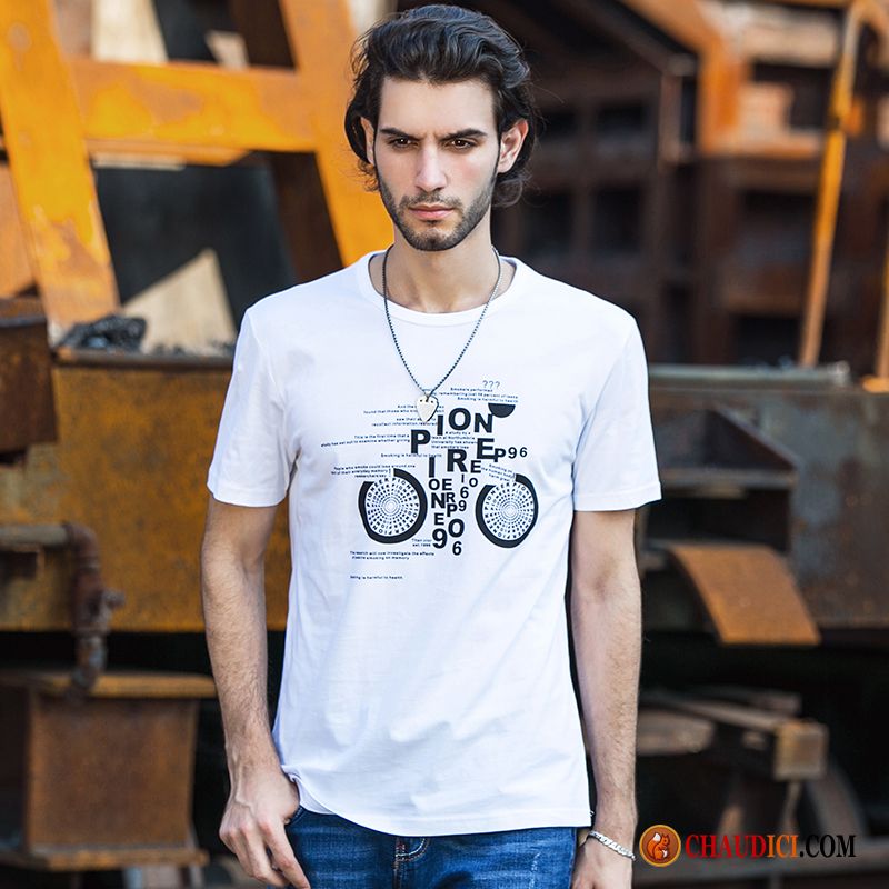 T Shirt Fashion Pas Cher Été T-shirt Homme Coton Bio Col Rond France
