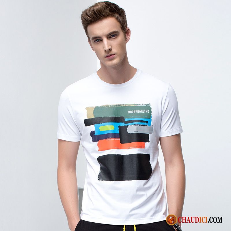 T Shirt Imprimé Homme Corail Courte Mode Décontractée T-shirt Homme