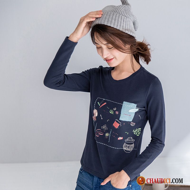 Tee Shirt Ete Femme Saumon Impression T-shirt Art Printemps Femme