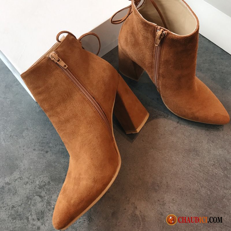 Acheter Des Bottes Femme Bottes Femme Printemps Marron Épais En Vente