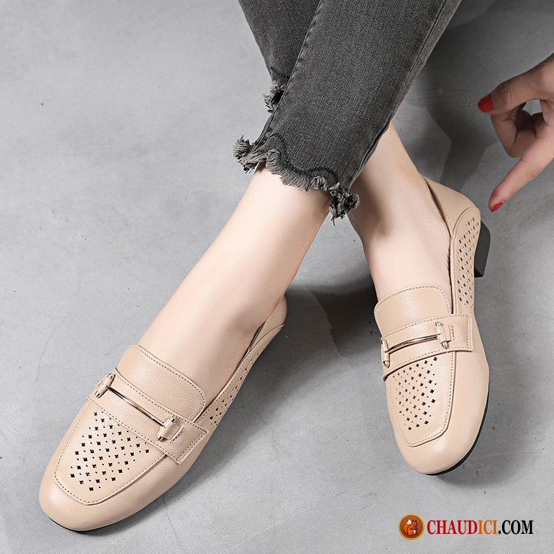 Ballerine Mocassin Femme Décontractée Semelle Doux Flâneurs Plates Cuir Véritable Pas Cher