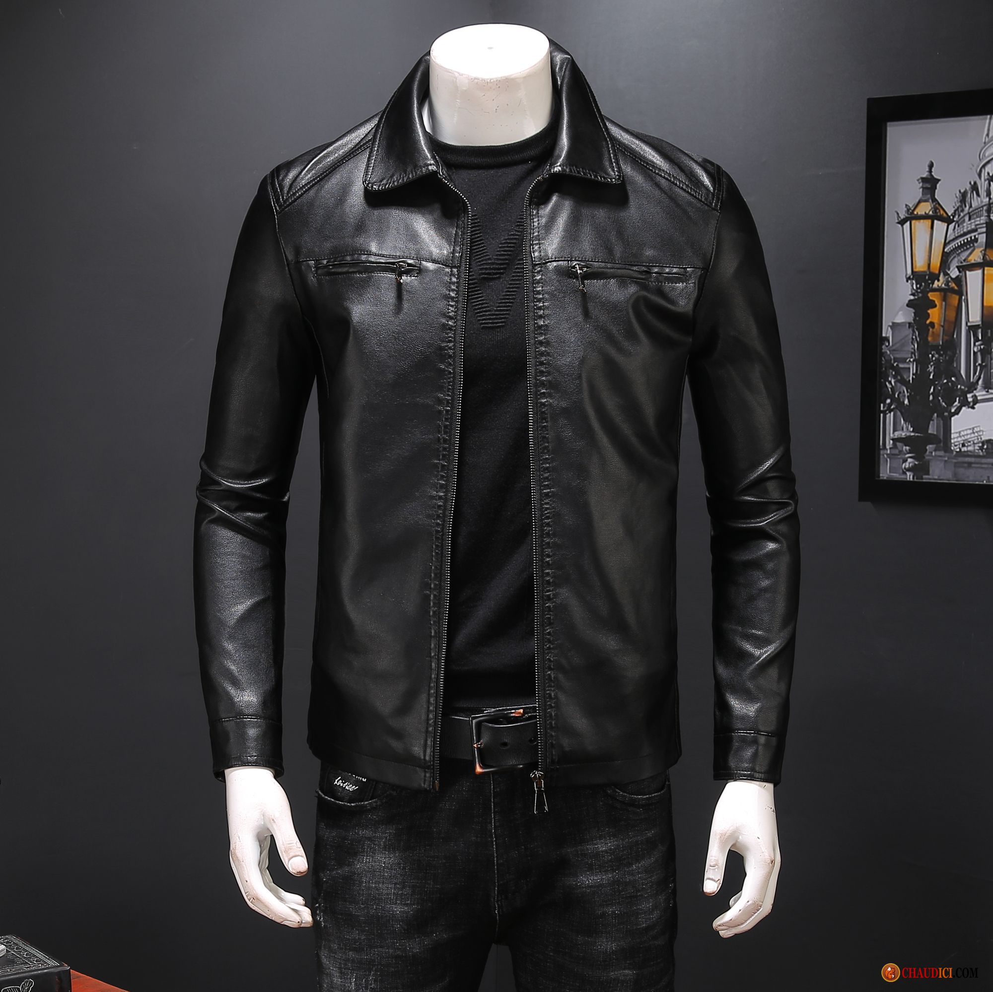 Belle Veste En Cuir Homme Beige Vêtements Moto Légère Beau Veste Noir Pas Cher