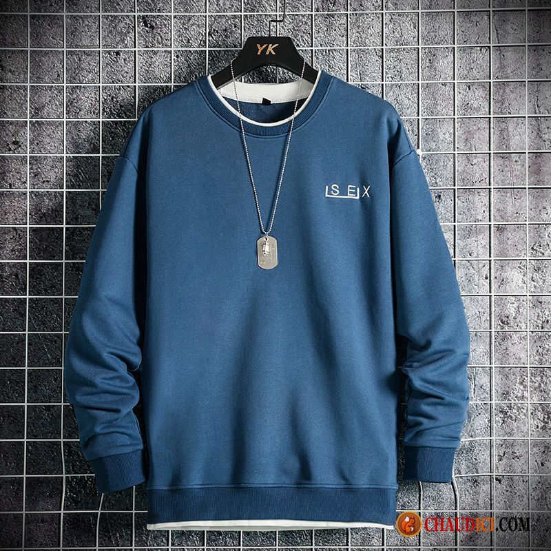 Blanc Bleu Sweat À Capuche T-shirt Longues L'automne Chemise En Bas Baggy