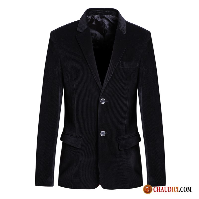 Blazer Bleu Homme Décontractée Une Veste Costume Velours Côtelé Printemps