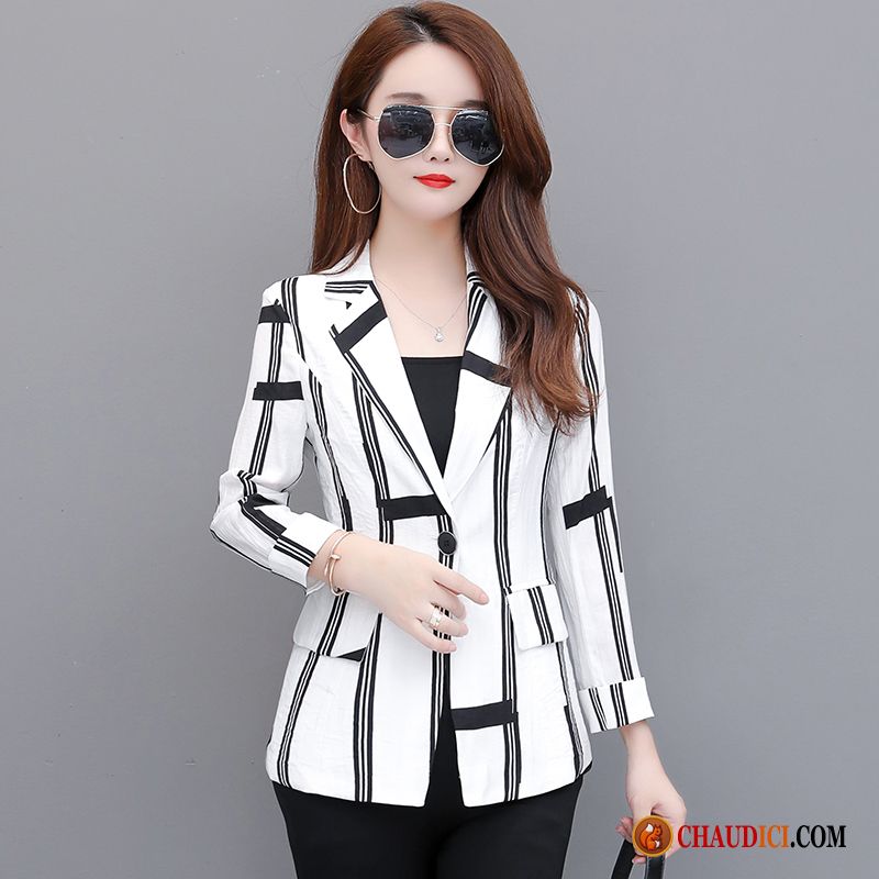 Blazer Femme En Ligne Tendance Blanc Décontractée Printemps Veste De Costume