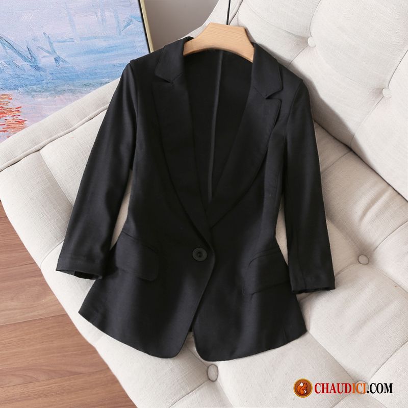 Blazer Femme Gris Foncé Slim Noir Été Blazer Légère Pas Cher