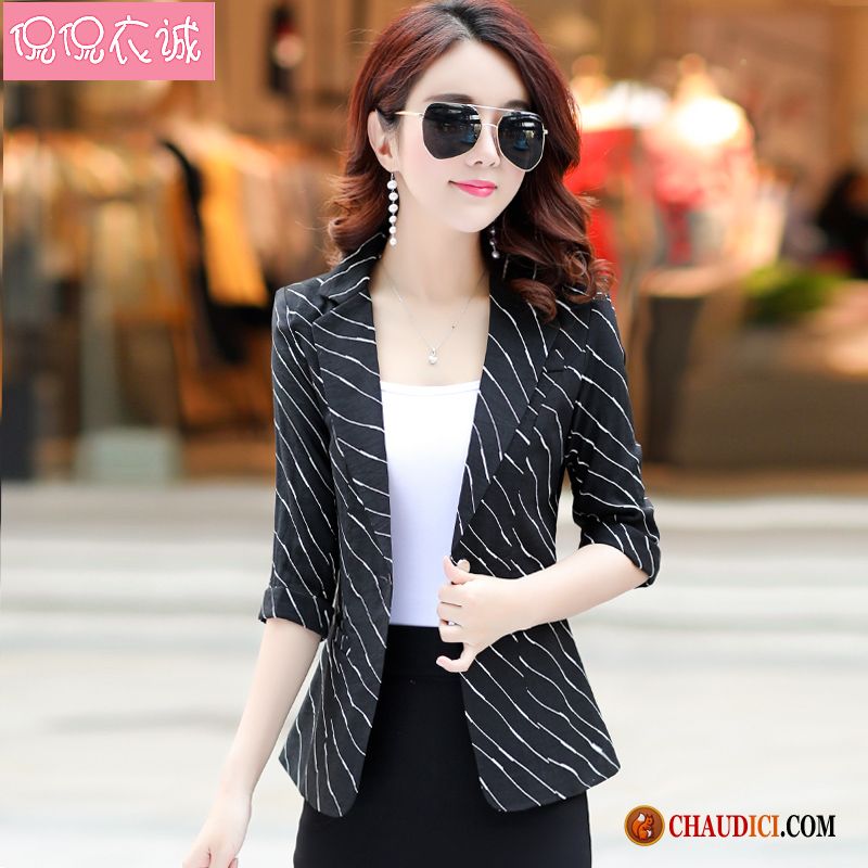 Blazer Femme Pas Cher De Marque Rayé Décontractée Blazer Manteau Manche