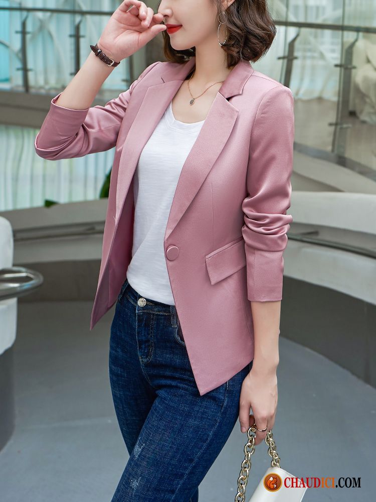 Blazer Femme Promo Rubine Décontractée Femme Rouge Rose Veste De Costume