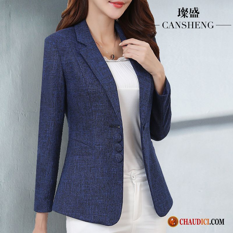 Blazer Gris Pour Femme Bleu Une Veste Slim Veste De Costume Printemps Professionnel