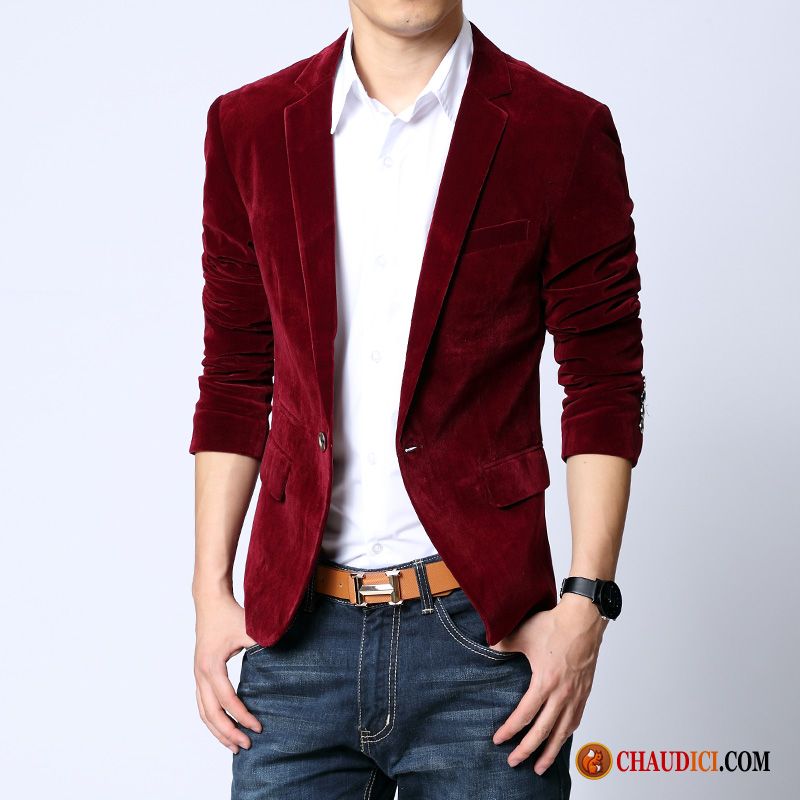 Blazer Homme Coupe Slim Marron Veste De Costume De Travail Printemps Homme Décontractée France