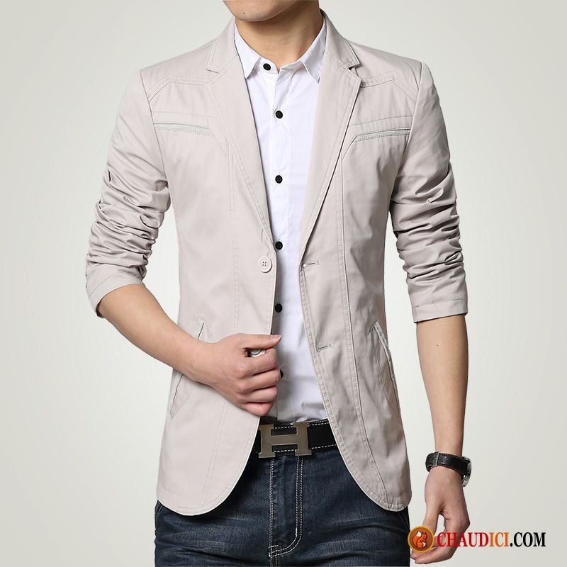 Blazer Homme Gris Foncé Beige Petit Costume Grande Taille Jeunesse Décontractée Manteau En Ligne