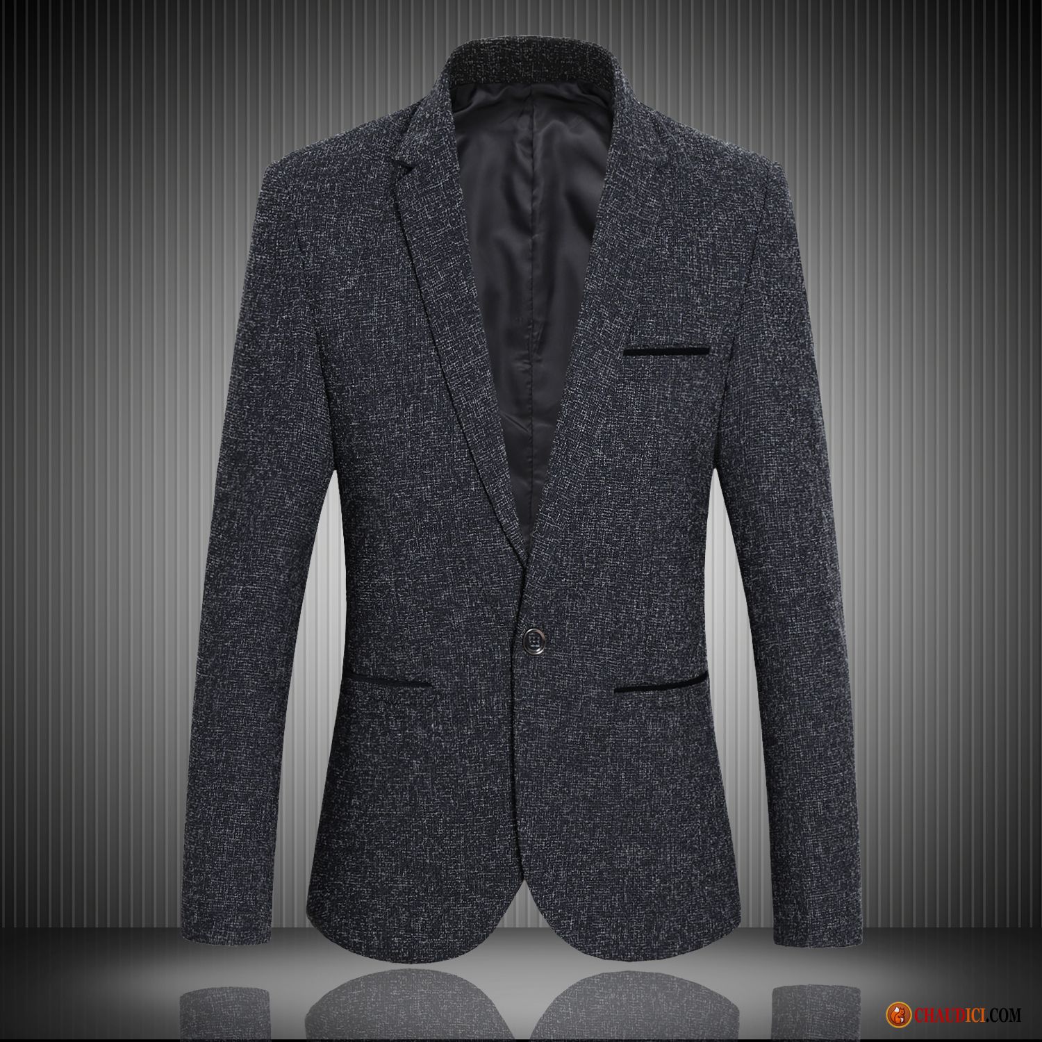 Blazer Homme Noir Slim Costume Décontractée Manteau De Travail Gris