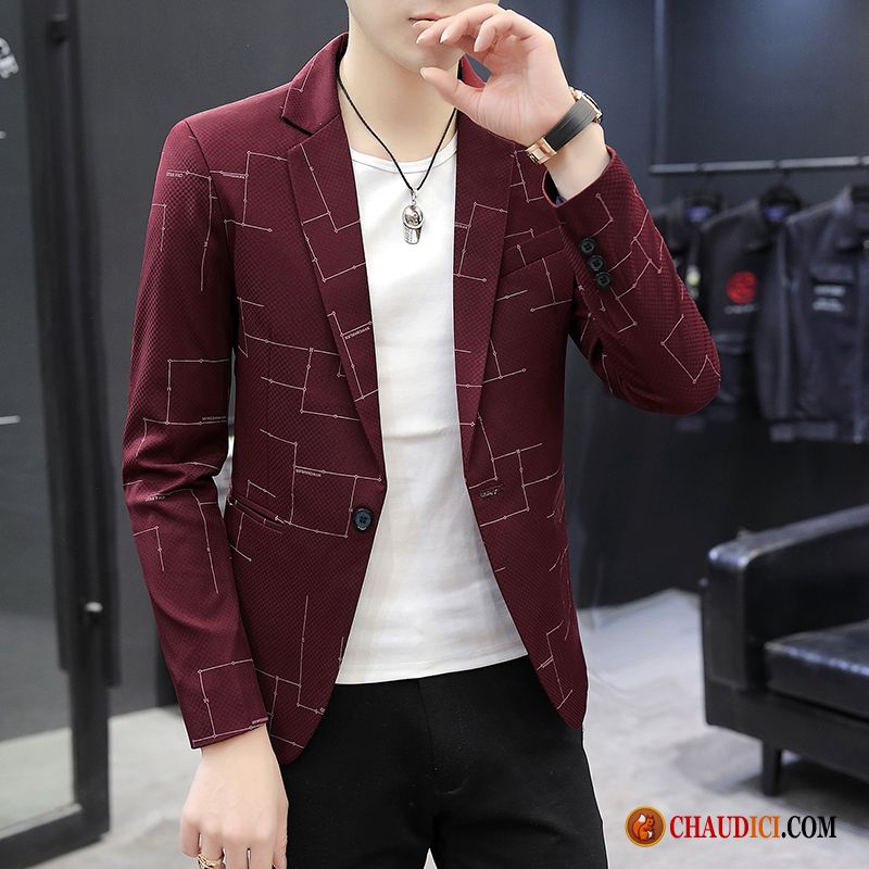 Blazer Mariage Grande Taille Homme Tendance Costume Une Veste Printemps Slim Pas Cher