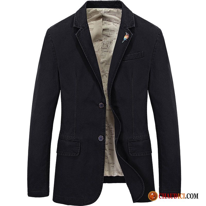 Blazer Pour Homme Noir L'automne Longue Printemps Décontractée Costume Pas Cher