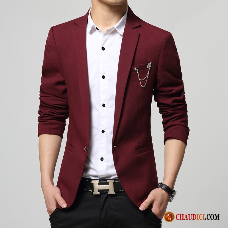 Blazer Pour Un Mariage Seashell Homme Petit Costume Costume Décontractée Britanique Pas Cher