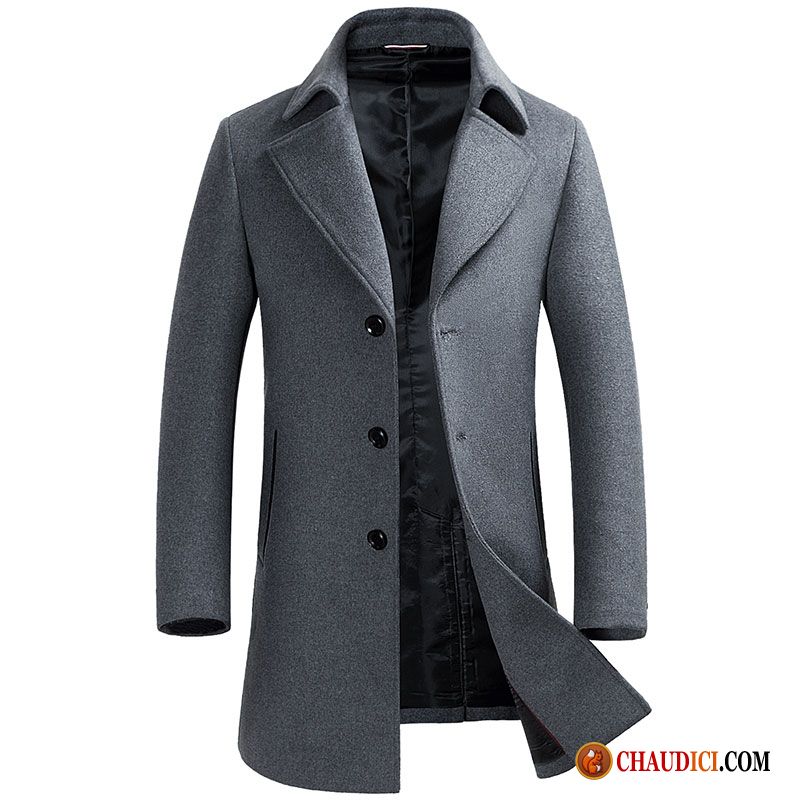 Blouson Cuir Avec Capuche Homme Manteau Tissu De Laine Hiver La Laine Homme Pas Cher