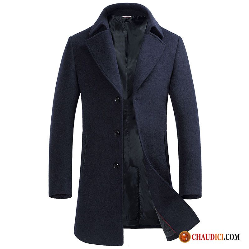 Blouson Cuir Avec Capuche Homme Manteau Tissu De Laine Hiver La Laine Homme Pas Cher