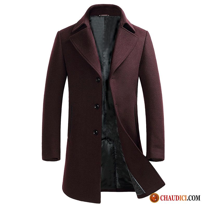 Blouson Cuir Avec Capuche Homme Manteau Tissu De Laine Hiver La Laine Homme Pas Cher