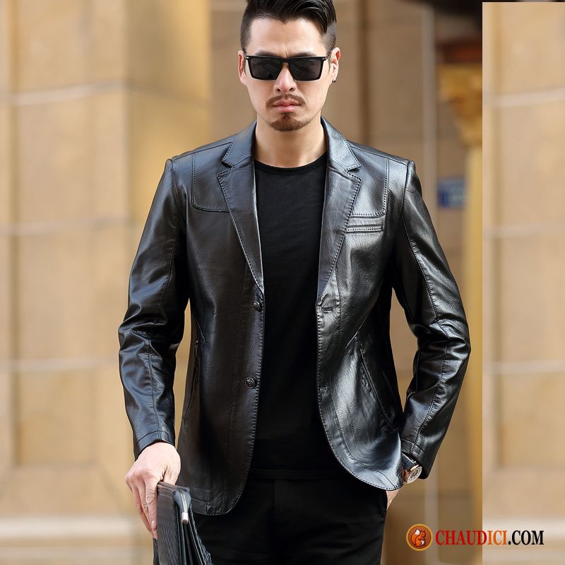 Blouson Cuir Homme Matelassé Vestes En Cuir Printemps Une Veste Légère Baggy