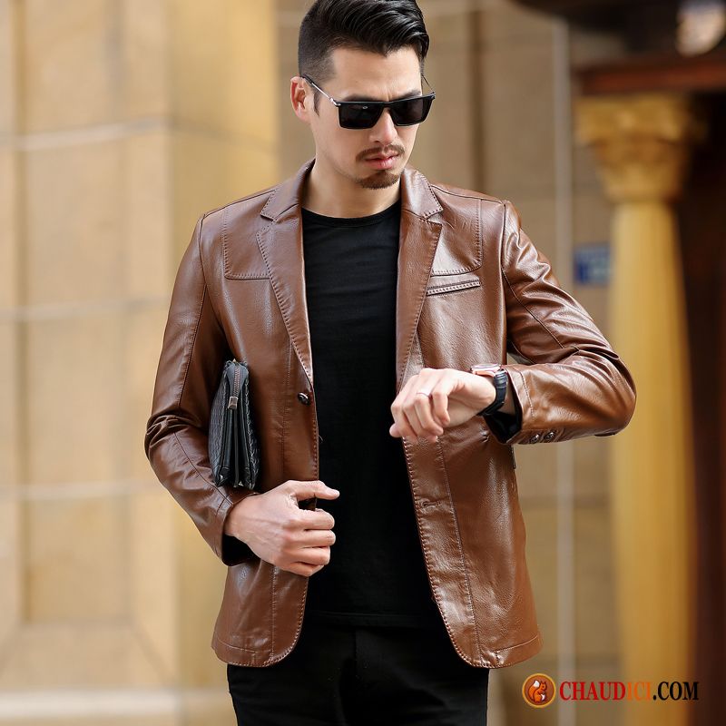 Blouson Cuir Homme Matelassé Vestes En Cuir Printemps Une Veste Légère Baggy