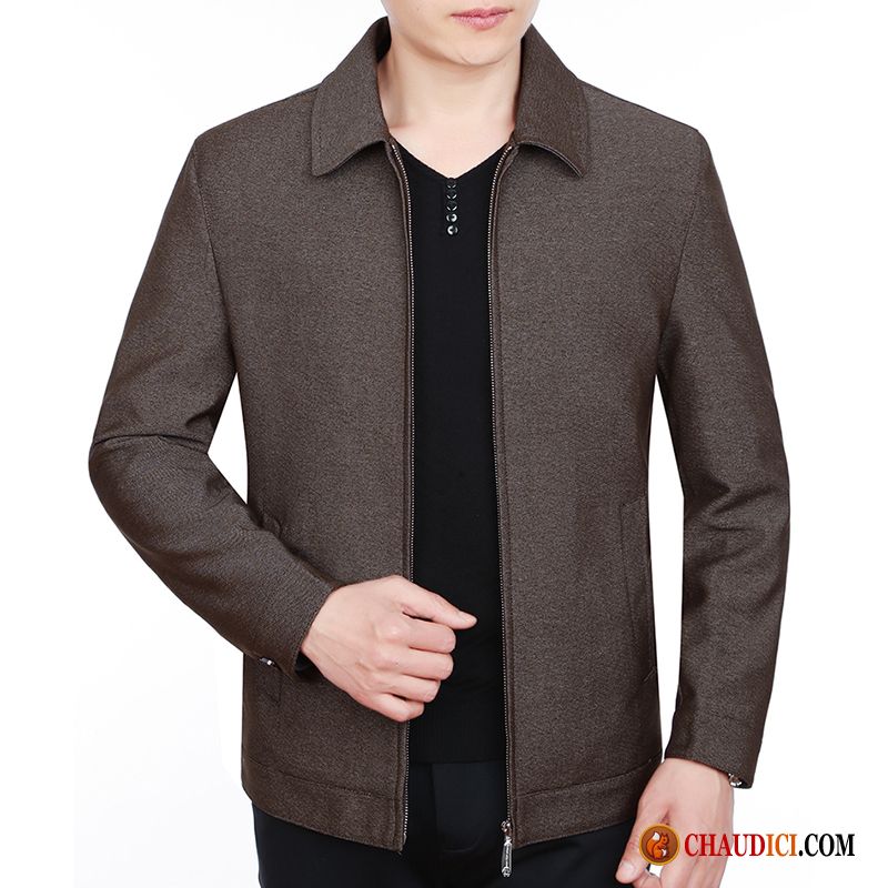 Blouson Faux Cuir Homme Marine Tendance Revers Roulé Slim Blouson Manteau