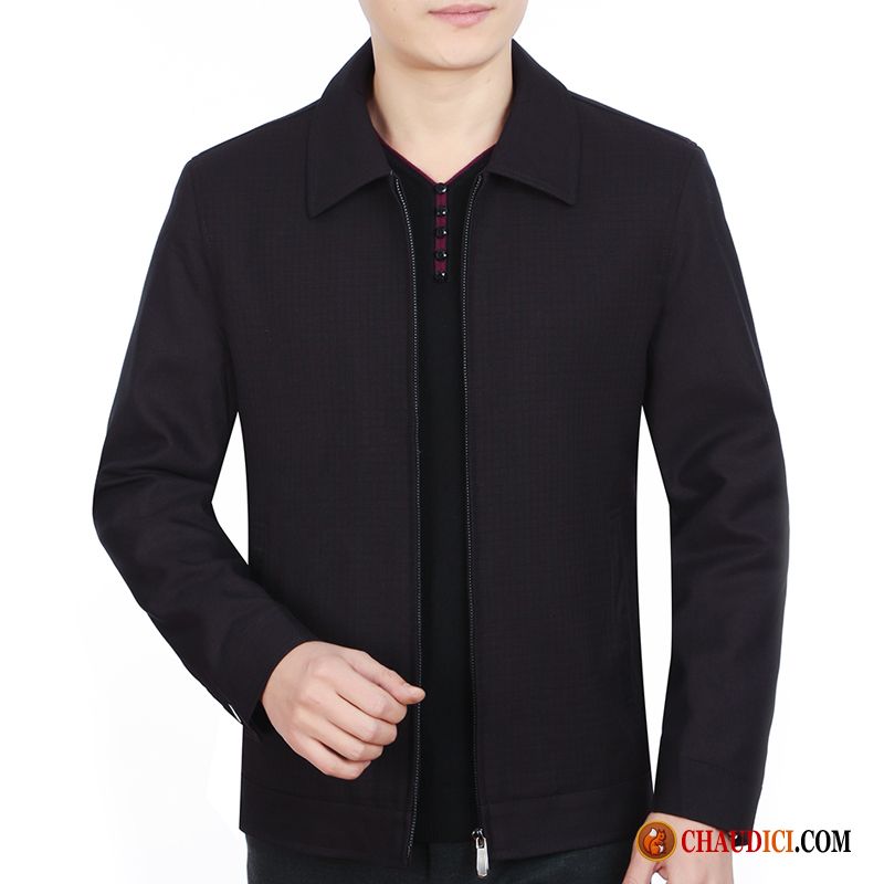 Blouson Faux Cuir Homme Marine Tendance Revers Roulé Slim Blouson Manteau