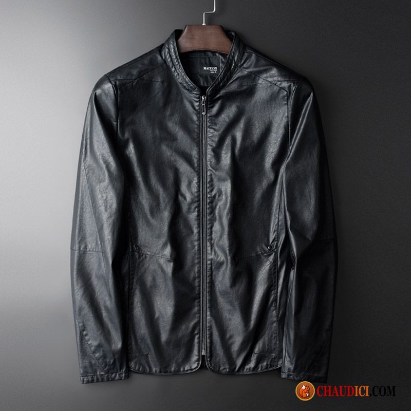 Blouson Mode Cuir Homme Bronzer Veste Manteau Offre Spéciale Vêtements Moto Slim