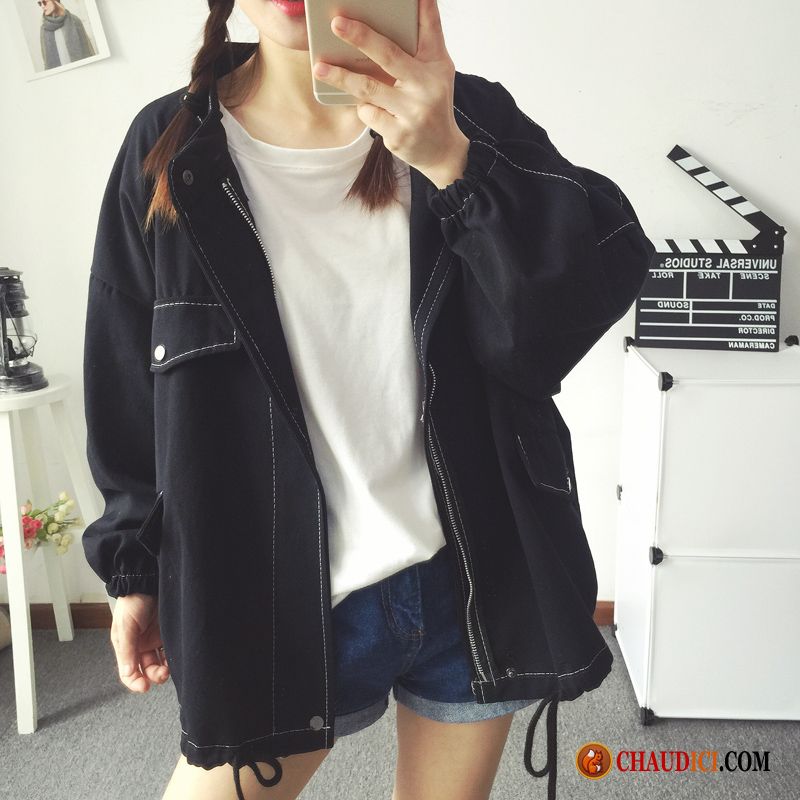 Blouson Simili Cuir Femme Rubine Blouson Décontractée Noir Manteau Baggy Pas Cher