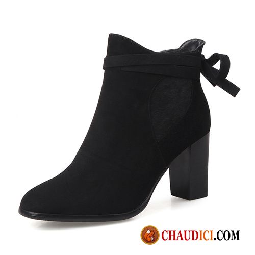 Botte En Cuir Marron Femme Épais L'automne Bottes Bottes Courtes Printemps Pas Cher