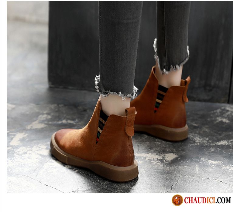 Bottes Camarguaises Angleterre Hiver Étudiant Cuir Véritable Bottes Pas Cher