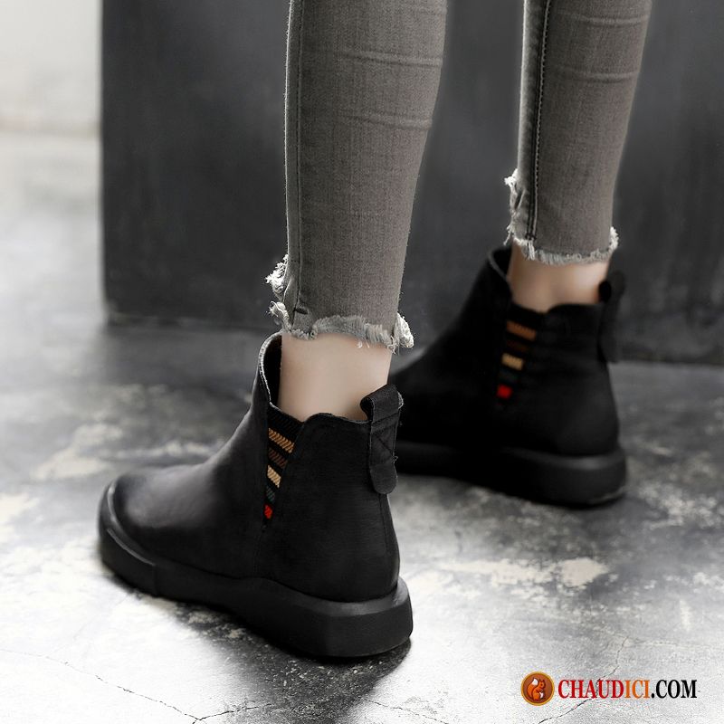 Bottes Camarguaises Angleterre Hiver Étudiant Cuir Véritable Bottes Pas Cher