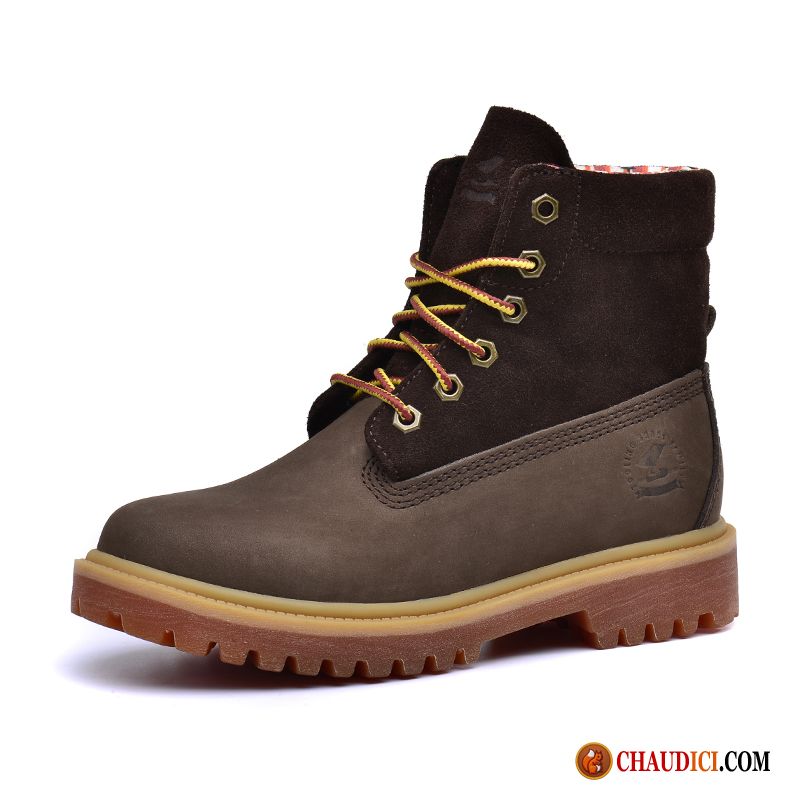 Bottes Chaude Homme Cuir Véritable Gros Bottes Plus De Velours Chaussures De Travail