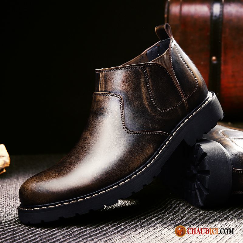 Bottes Cuir Homme Soldes Bottes Angleterre Cuir Véritable Derbies L'automne En Ligne