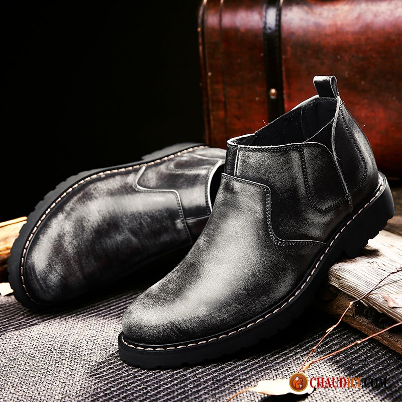 Bottes Cuir Homme Soldes Bottes Angleterre Cuir Véritable Derbies L'automne En Ligne