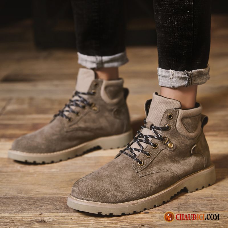 Bottes D Hiver Homme Pensée Désert L'automne En Cuir Tendance Gris