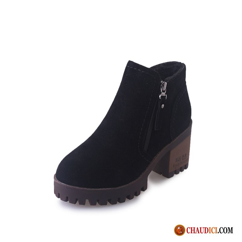 Bottes D Hiver Pour Femmes Délavé En Daim Épais Bottes Tendance Bottes Martin